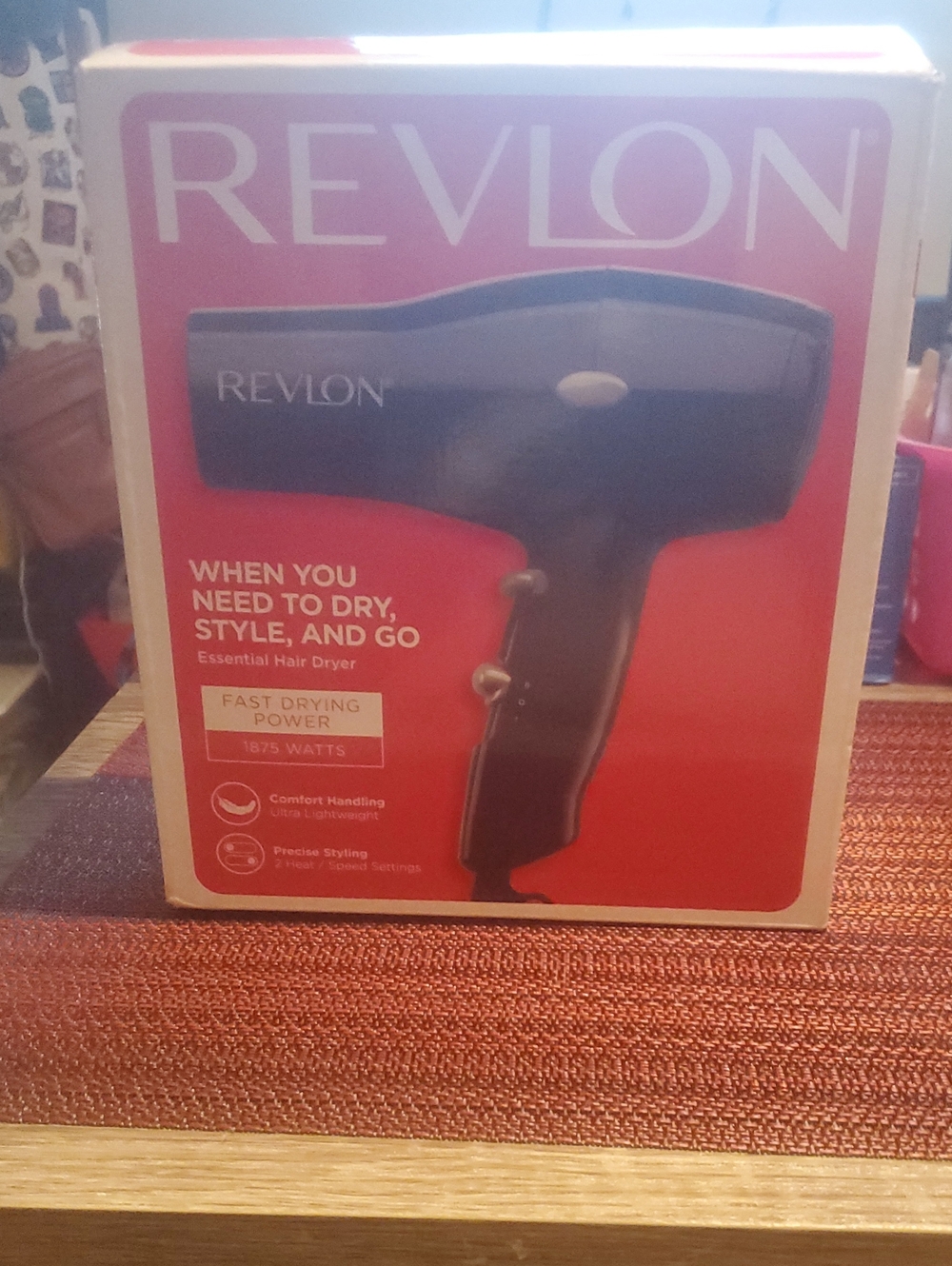 Revlon Black Hair Dryer on Red Packaging